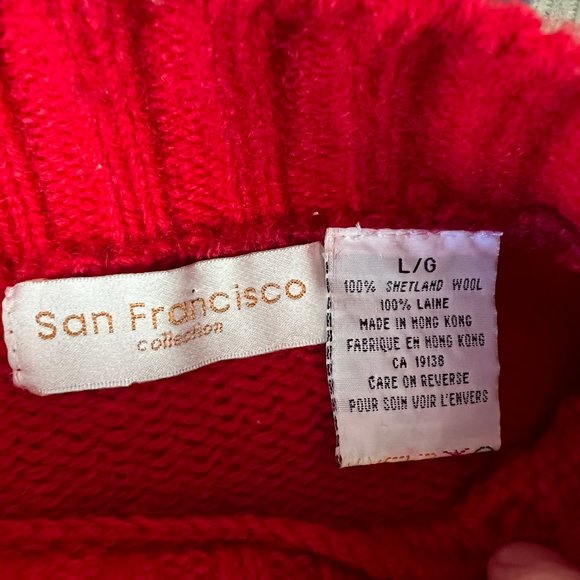 Vintage Cable Knit Shetland Wool Oversized Sweater Nordic Floral Cottagecore - Picture 4 of 8